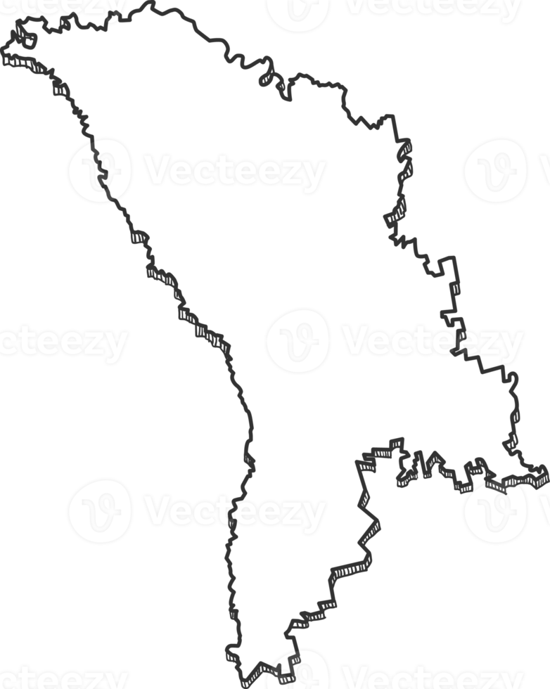 Hand Drawn of Moldova 3D Map png