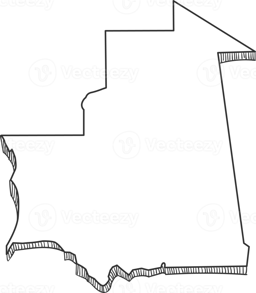 Hand Drawn of Mauritania 3D Map png