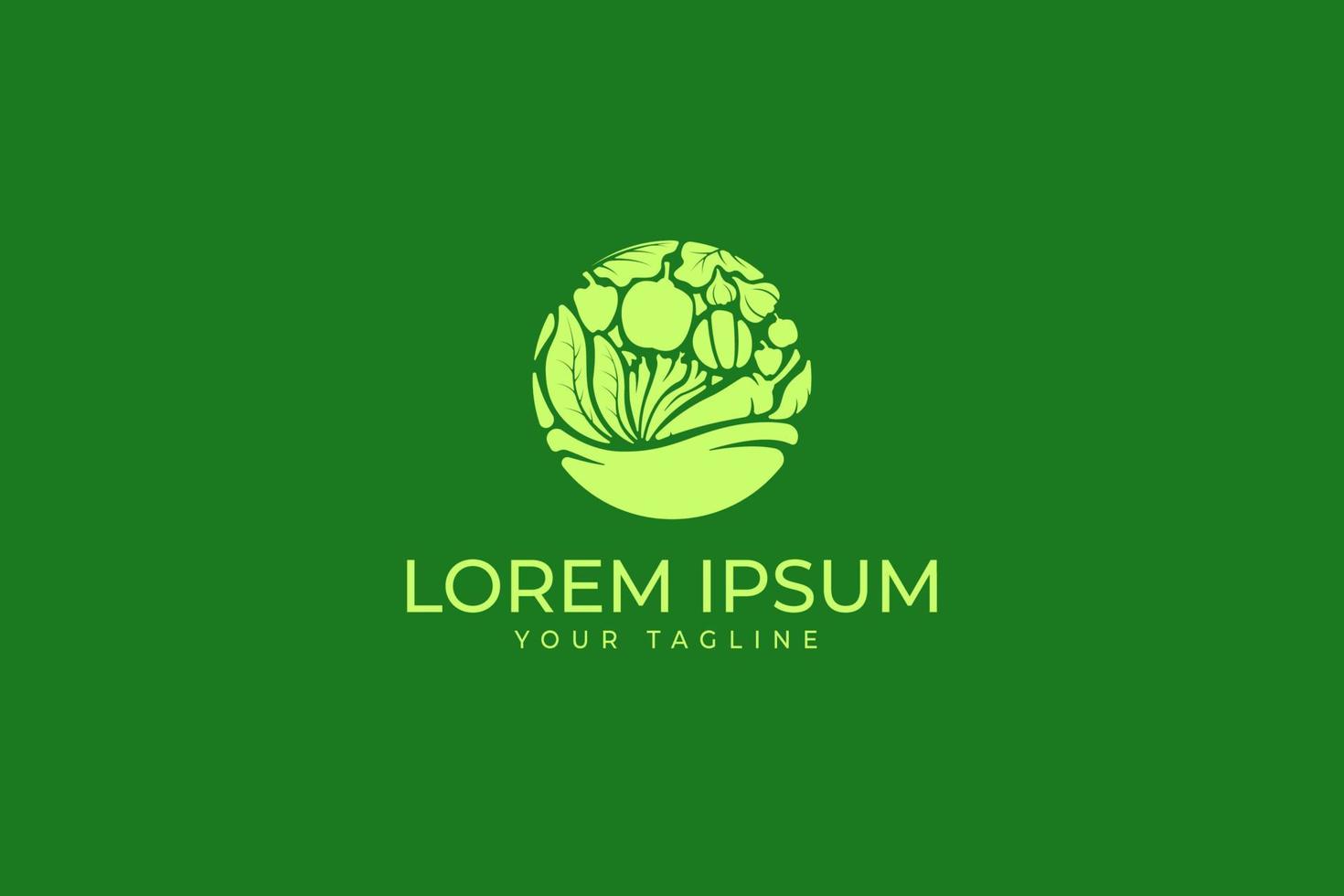 vegetarian health logo with various vegetables vector