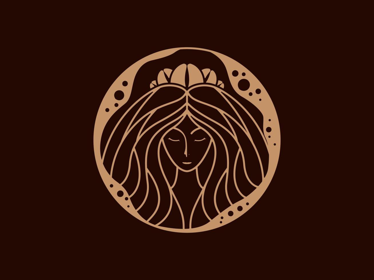 logotipo de café espresso con la imagen de una mujer vector