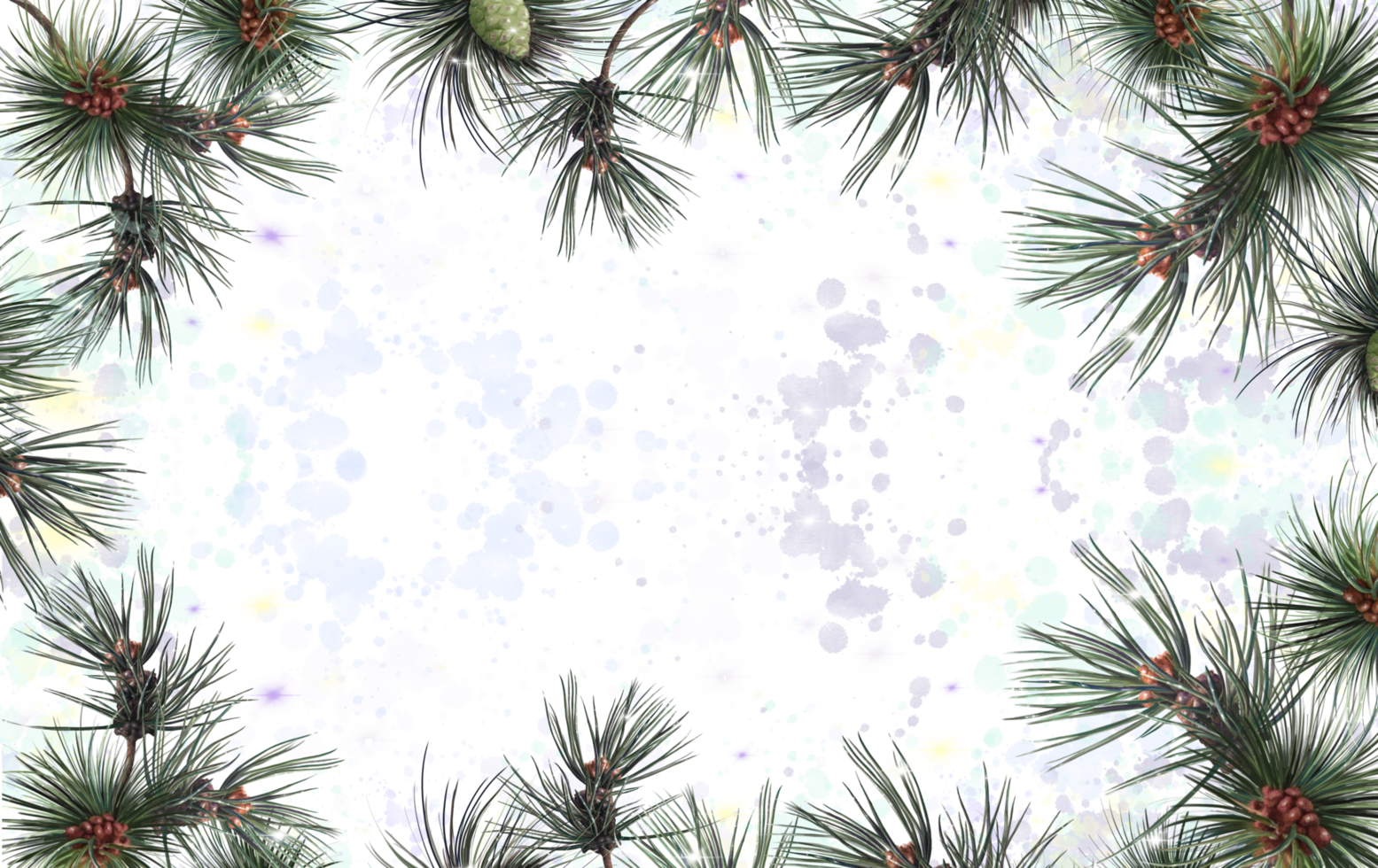 frame of pine branches on a background of snow, Christmas decorations png