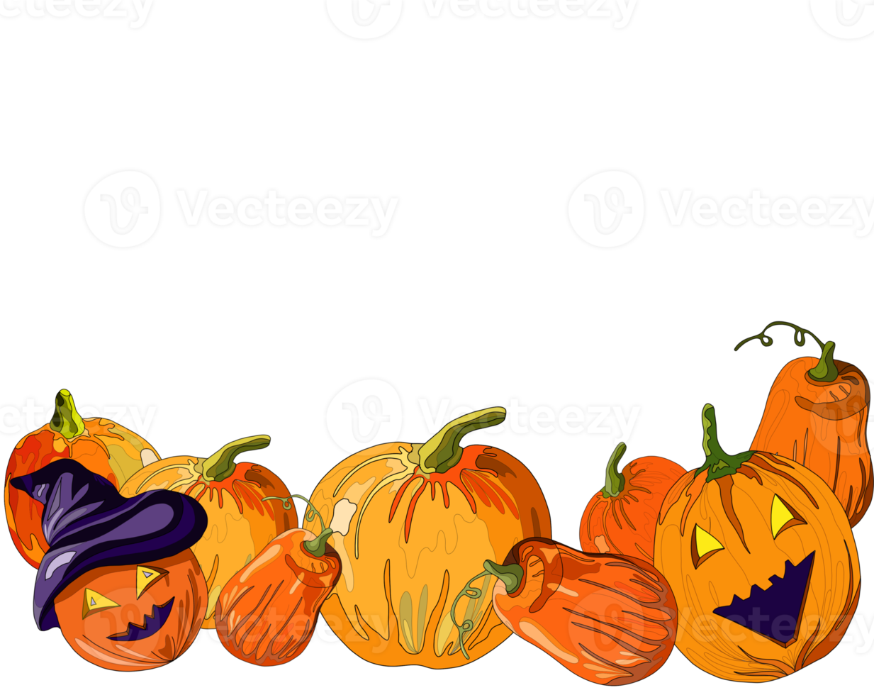 pumpkins for halloween background in doodle style png