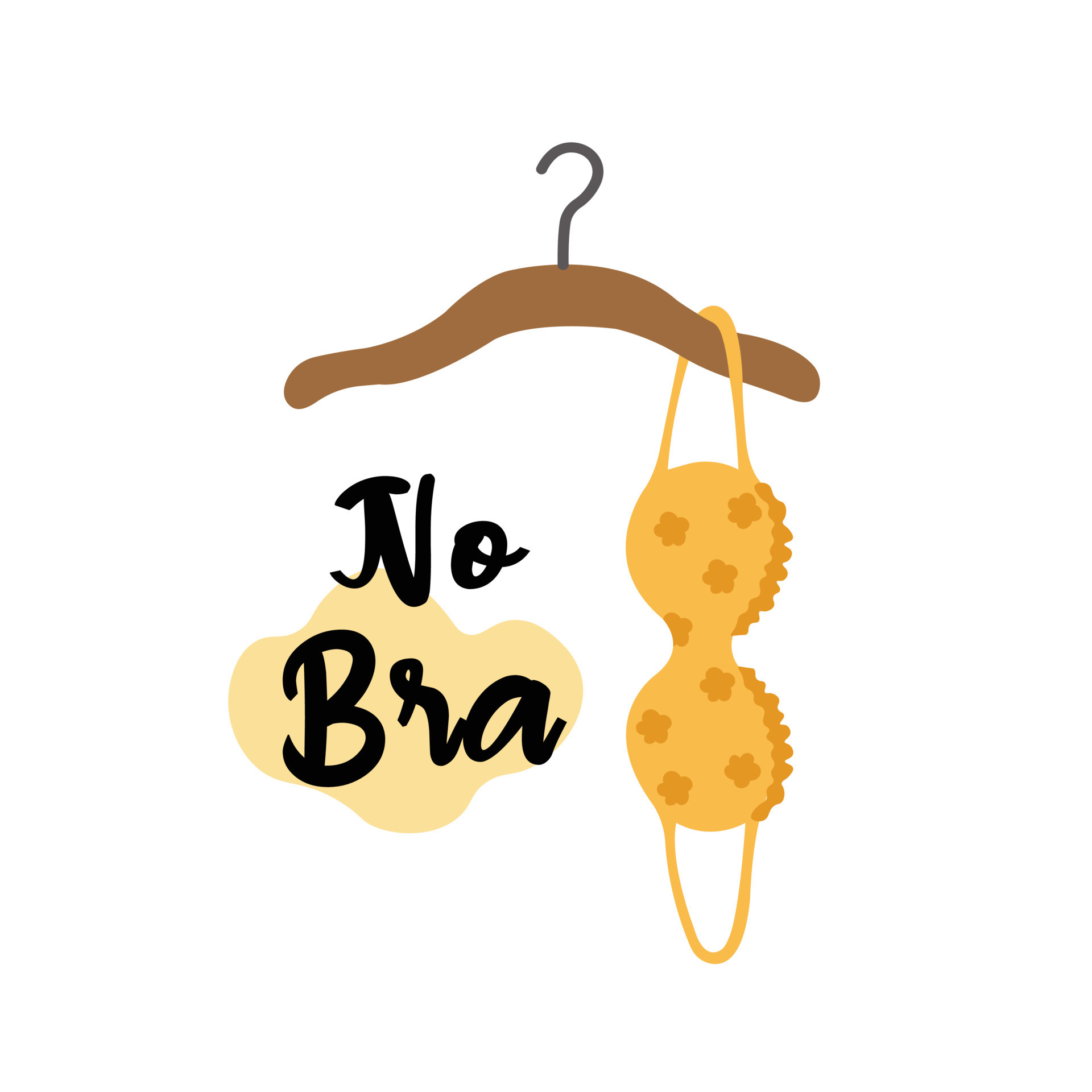 Handwritten lettering poster - No bra today - on a green