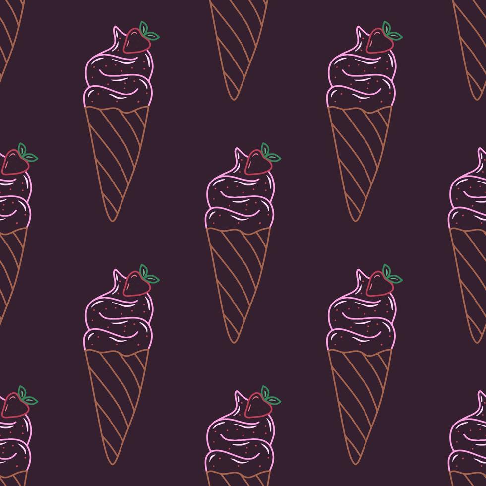 Doodle hand drawn ice cream vector seamless pattern
