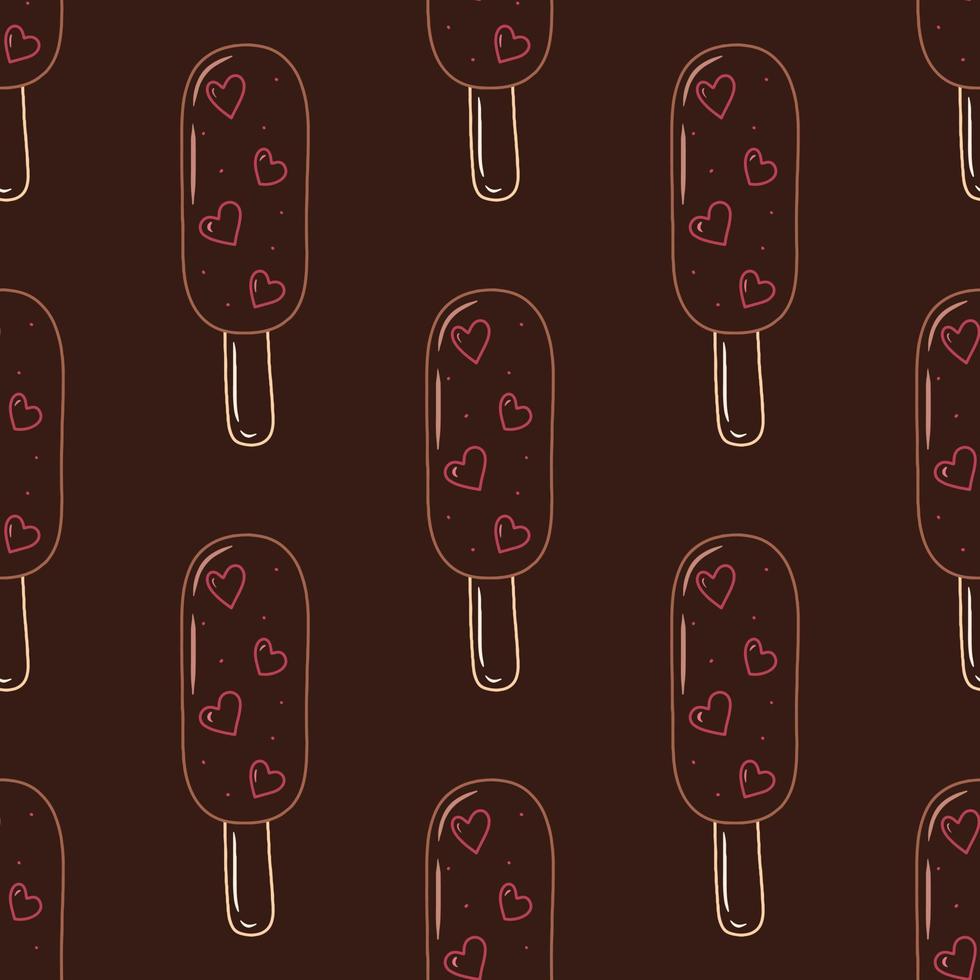 Doodle hand drawn ice cream vector seamless pattern