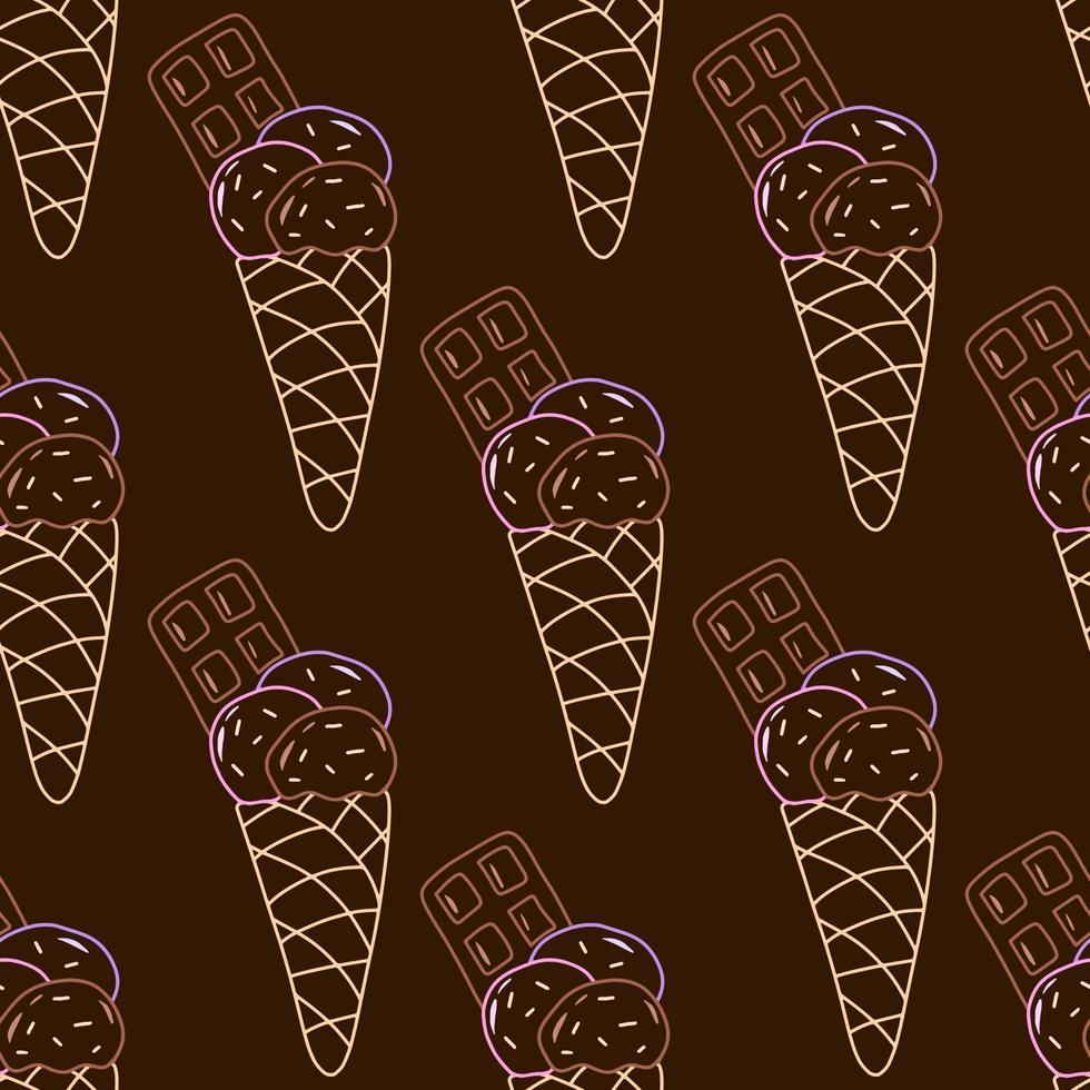 Doodle hand drawn ice cream vector seamless pattern