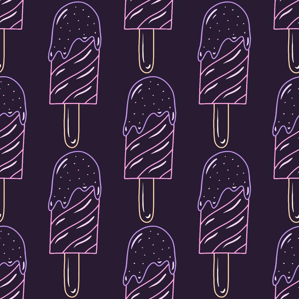 Doodle hand drawn ice cream vector seamless pattern