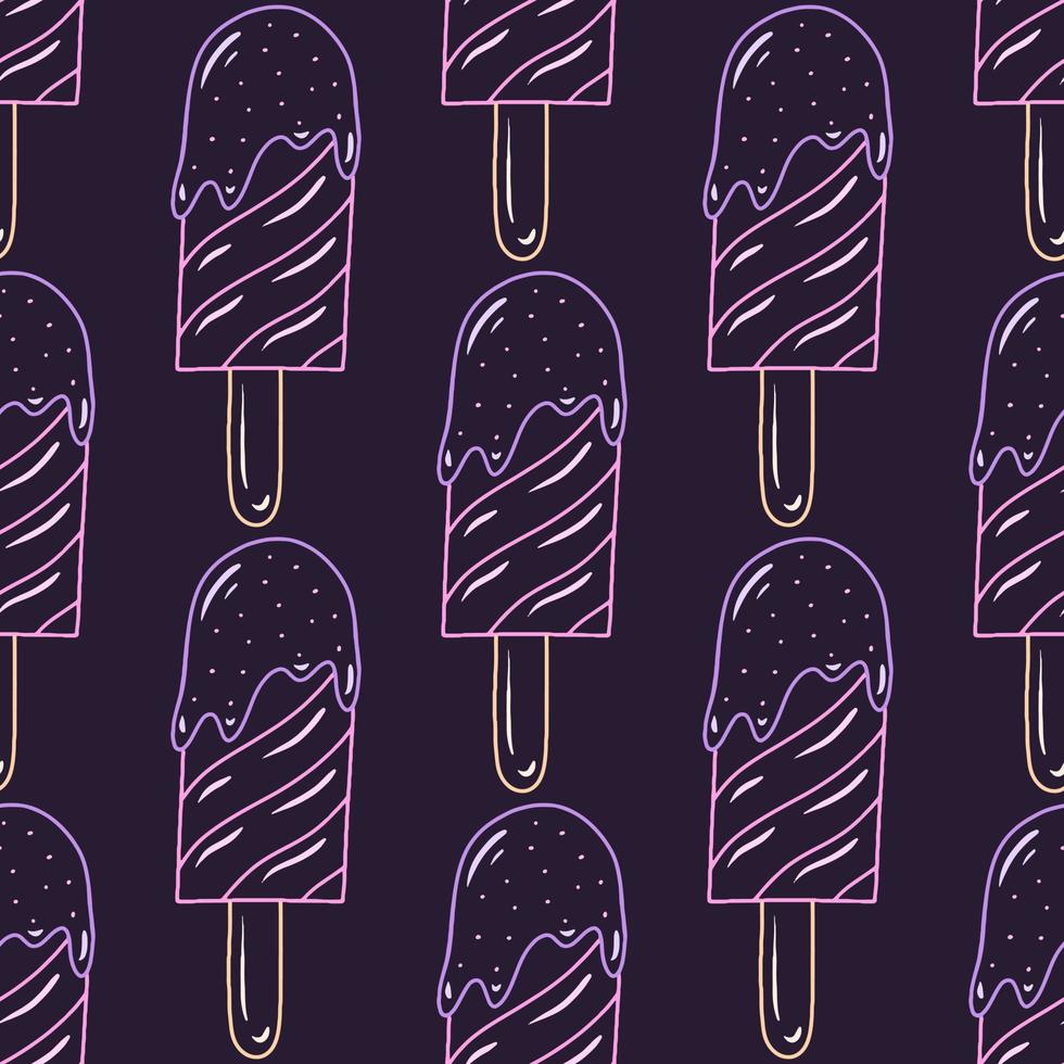 Doodle hand drawn ice cream vector seamless pattern