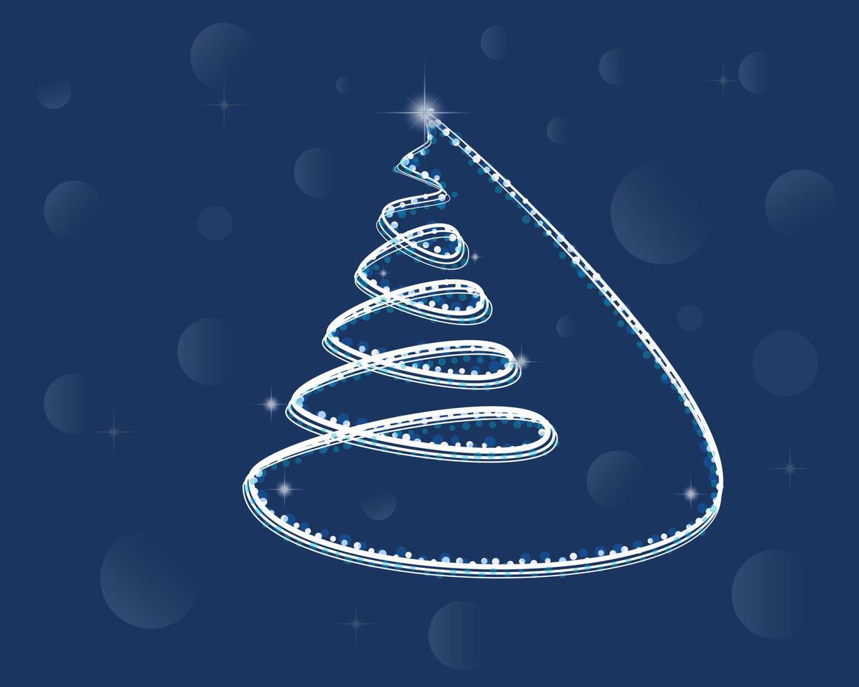 árbol de navidad decorado con juguetes y estrellas sobre un fondo azul vector