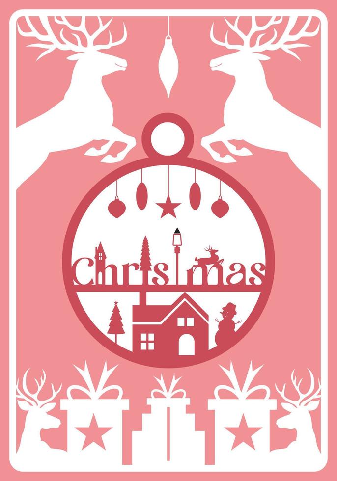 Laser Cut Christmas card design. vector