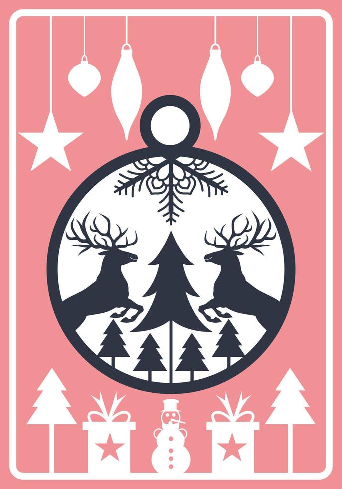 Laser Cut Christmas card design. vector
