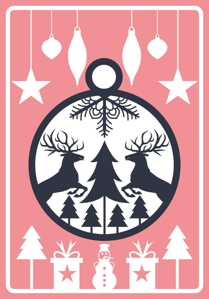 diseño de tarjeta de navidad cortada con láser. vector