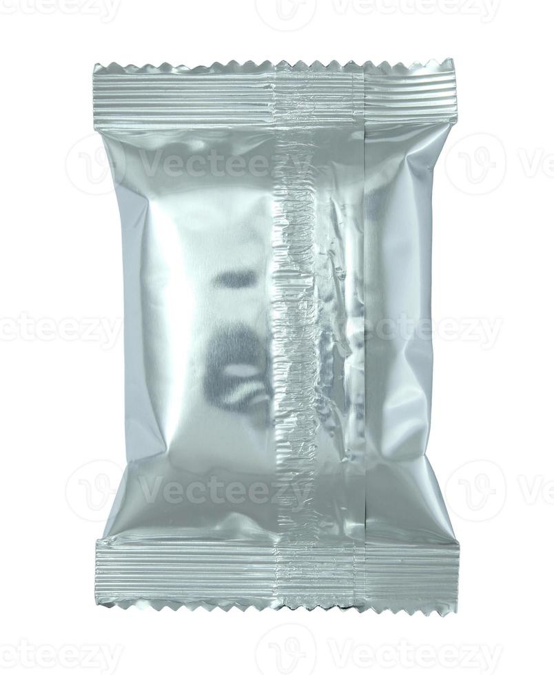 Foil package bag isolated on white with clipping path photo