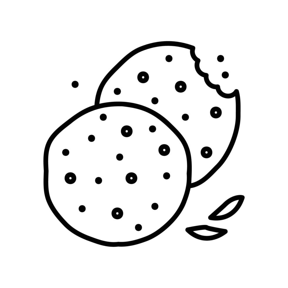 icono de galletas con migas en estilo de contorno negro vector