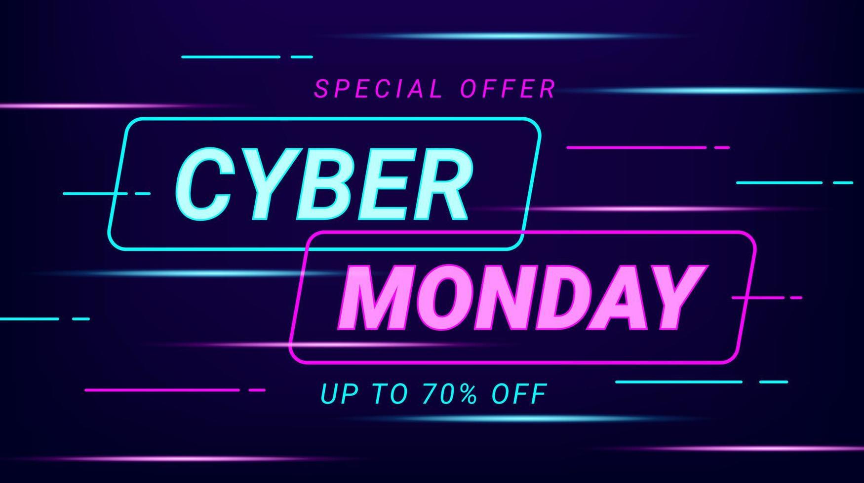 Cyber monday sale banner. Modern background for seasonal offer discounts. Promotion and shopping templates. Vector illustration