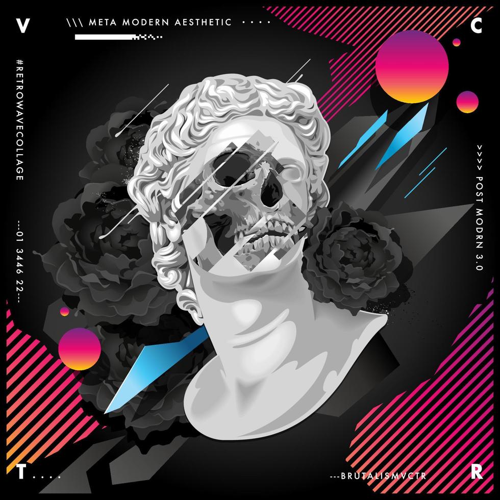 Retrowave Design With Statue vector