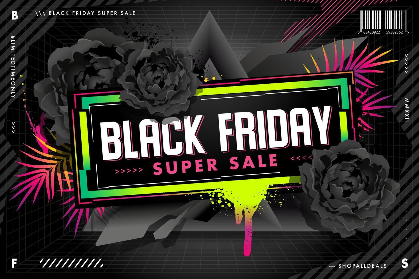 Black Friday Sale Retrowave Design vector