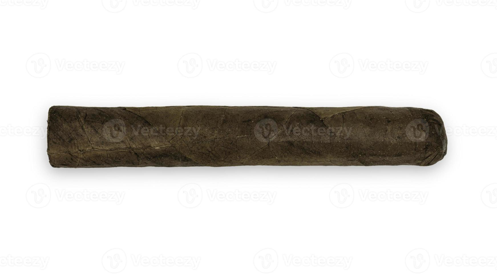 Brown Cuban cigar horizontal isolated on white background photo
