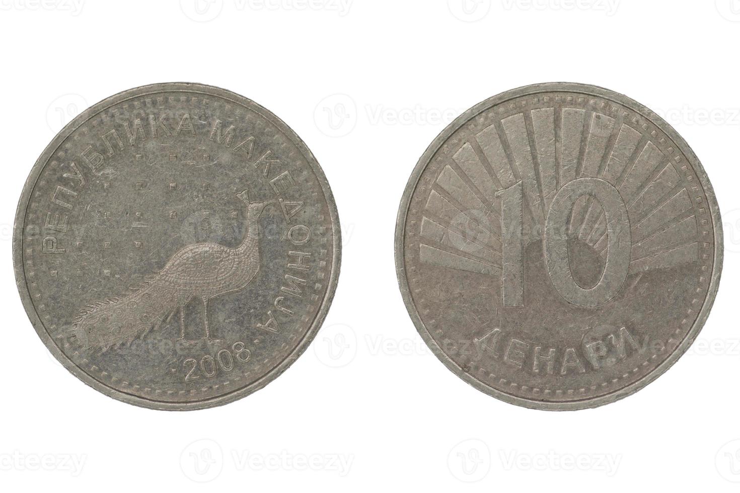 10 Macedonian Denar MKD coin with both sides on isolated white background photo