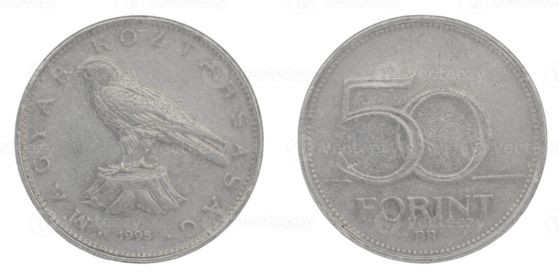 50 Hungarian Forint HUF coin with both sides on isolated white background photo