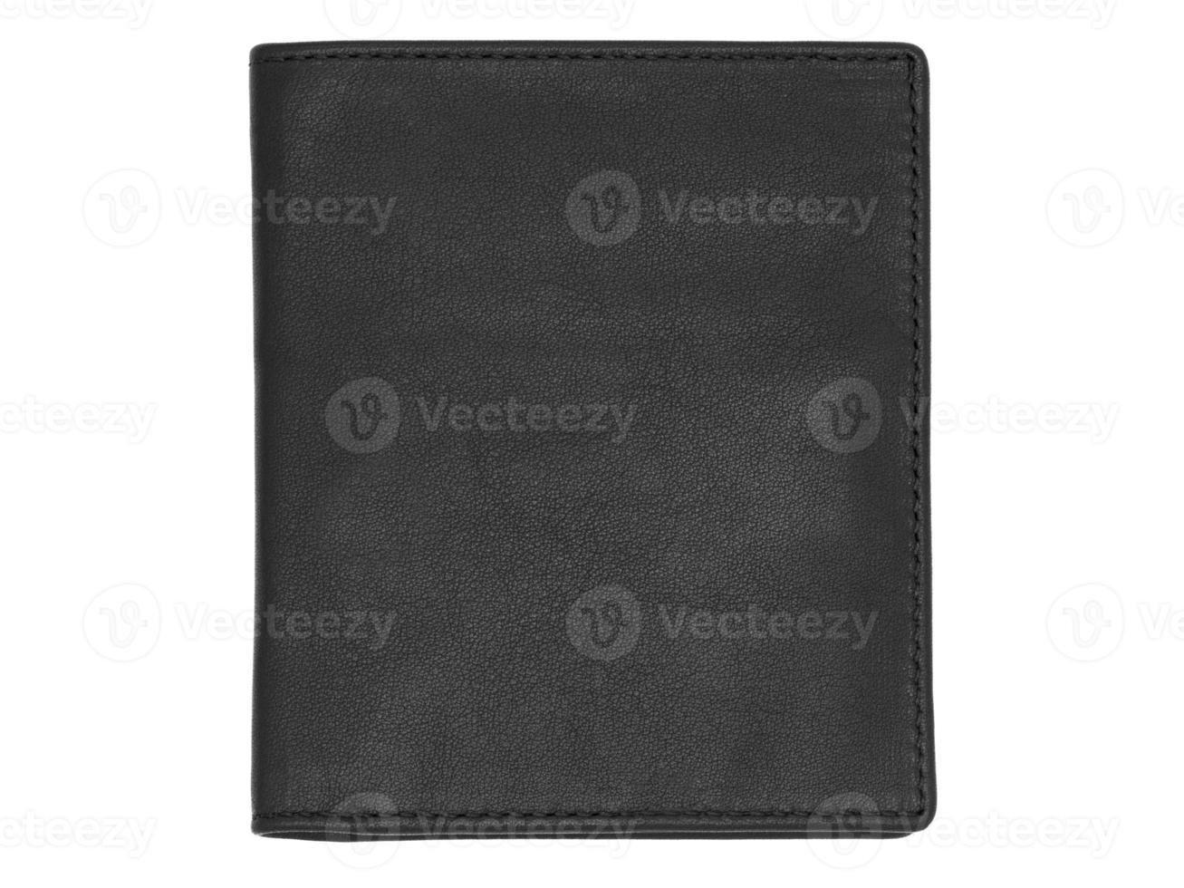 closed black man's leather wallet on isolated white background photo