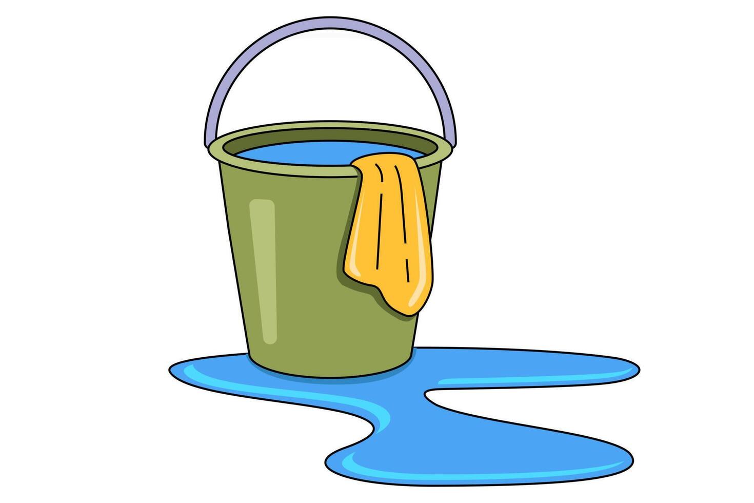 bucket of water to wash the floor. wipe off the water with a rag. flat