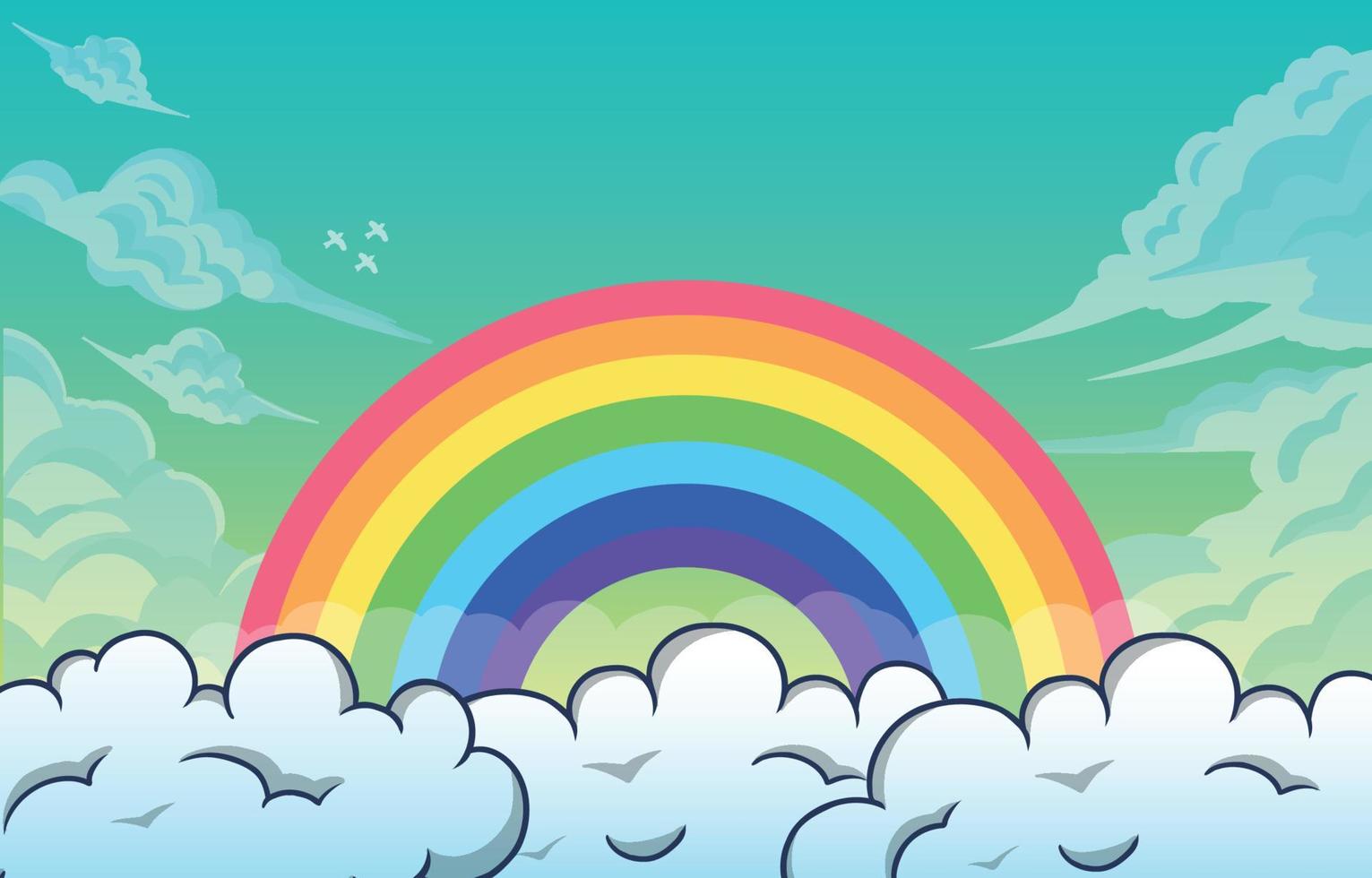 Cute Rainbow And Cloud vector