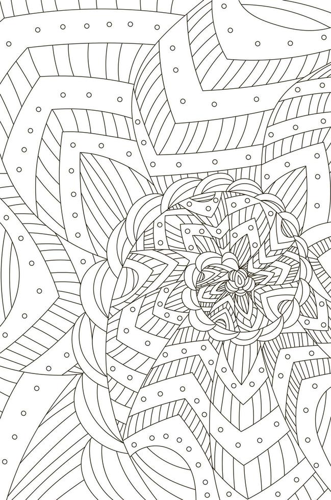 Abstract coloring page for adults, black and white style vector