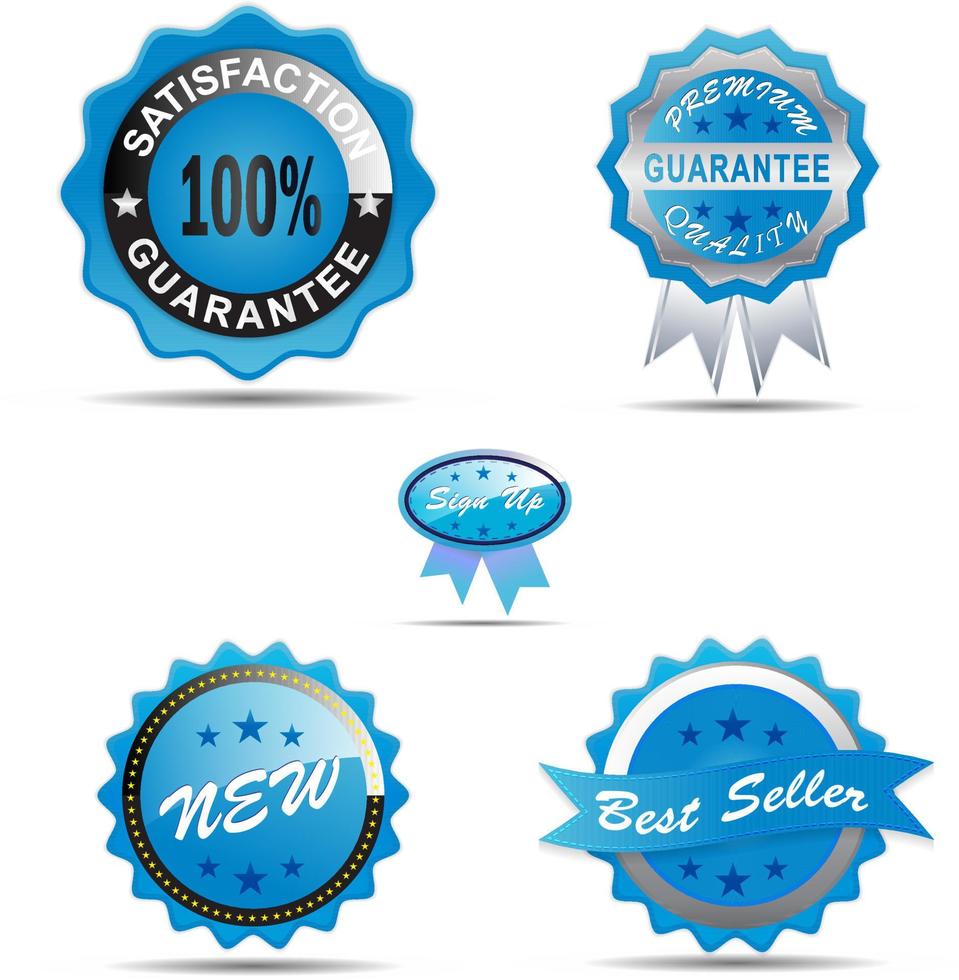 best seller gurantee satisfaction in blue color vector