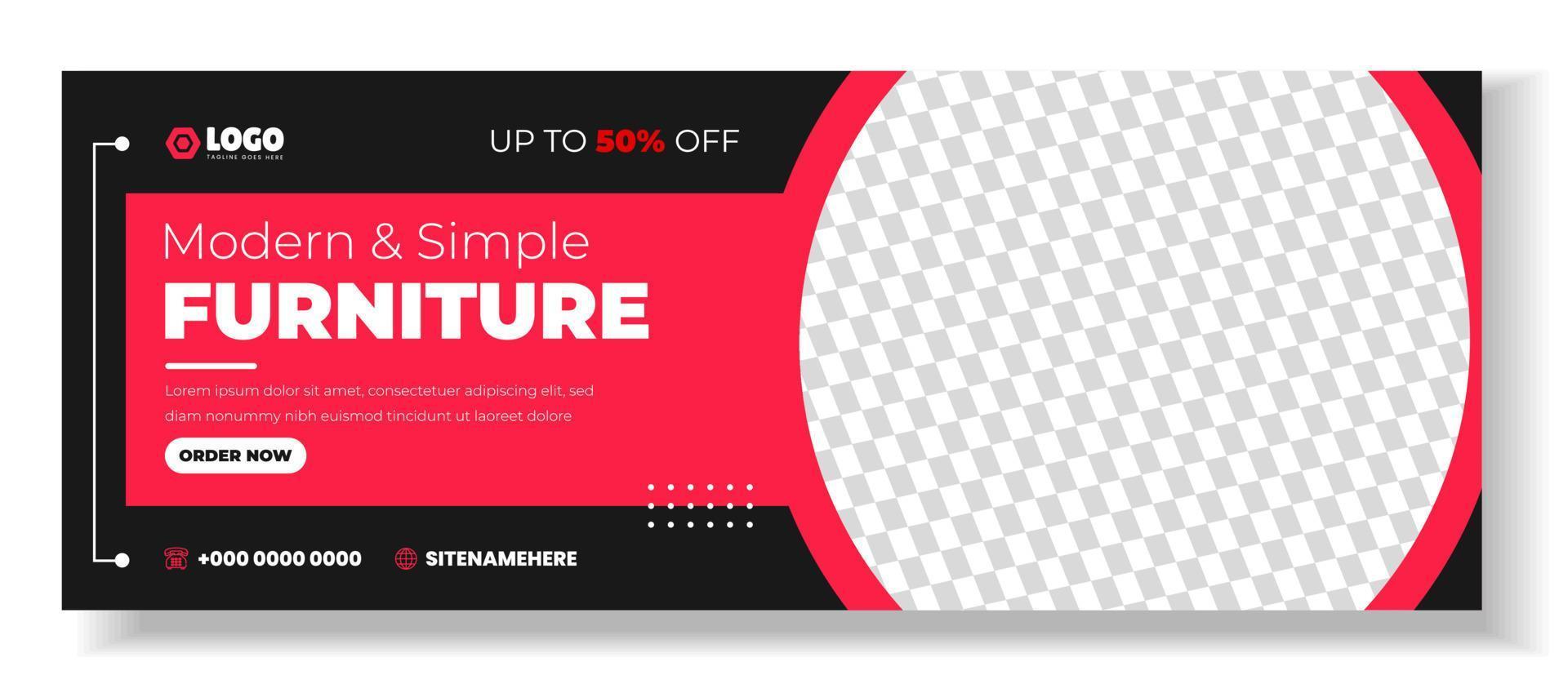 Modern Furniture promotion Social Media Cover photo Template Design . big sale furniture web banner. furniture web banner design layout. web banner. big sale furniture  social media cover design. vector