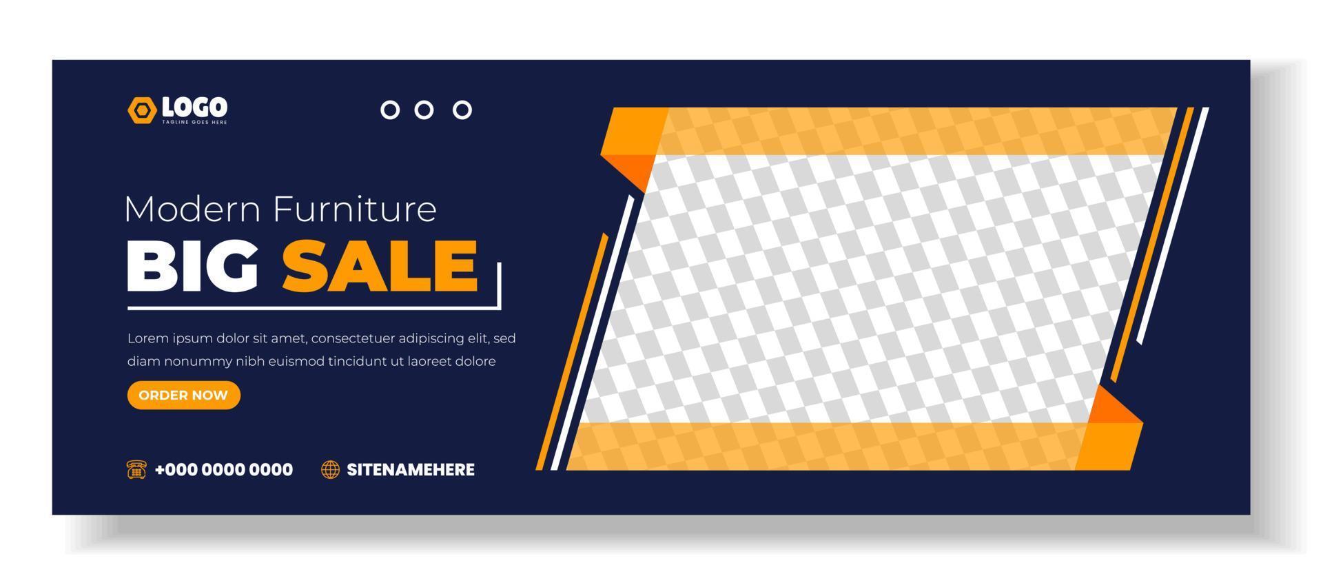 Modern Furniture promotion Social Media Cover photo Template Design . big sale furniture web banner. furniture web banner design layout. web banner. big sale furniture  social media cover design. vector