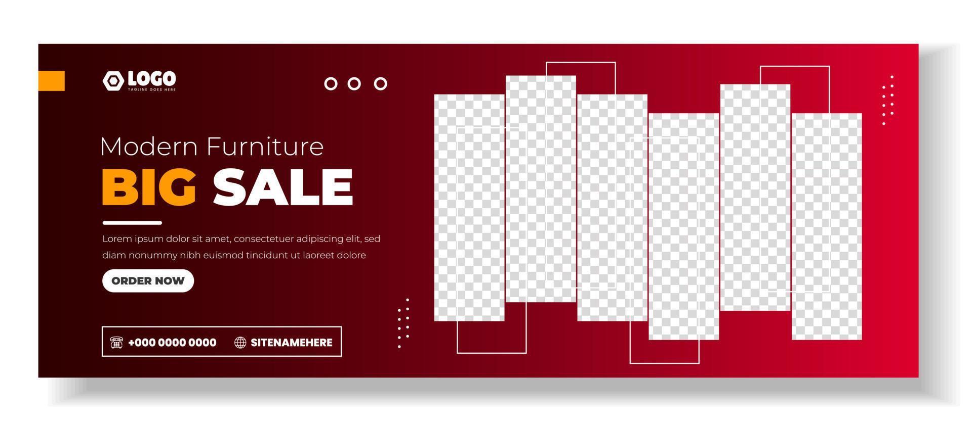 Modern Furniture promotion Social Media Cover photo Template Design . big sale furniture web banner. furniture web banner design layout. web banner. big sale furniture  social media cover design. vector