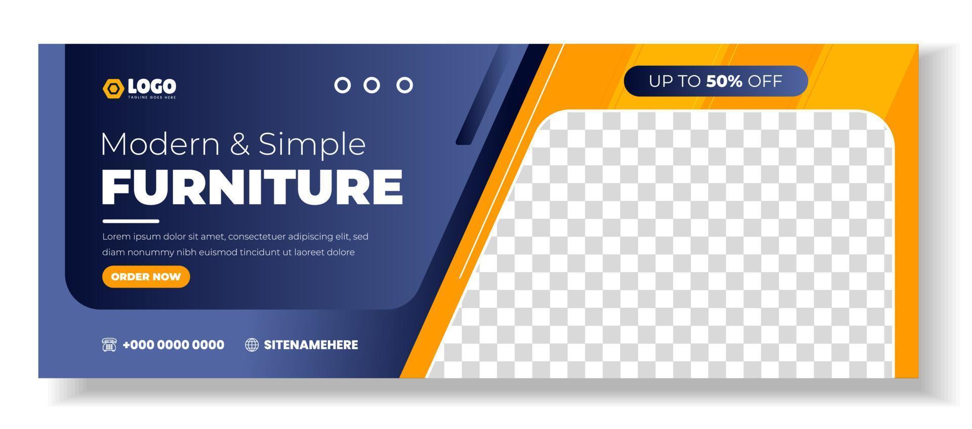 Modern Furniture promotion Social Media Cover photo Template Design . big sale furniture web banner. furniture web banner design layout. web banner. big sale furniture  social media cover design. vector