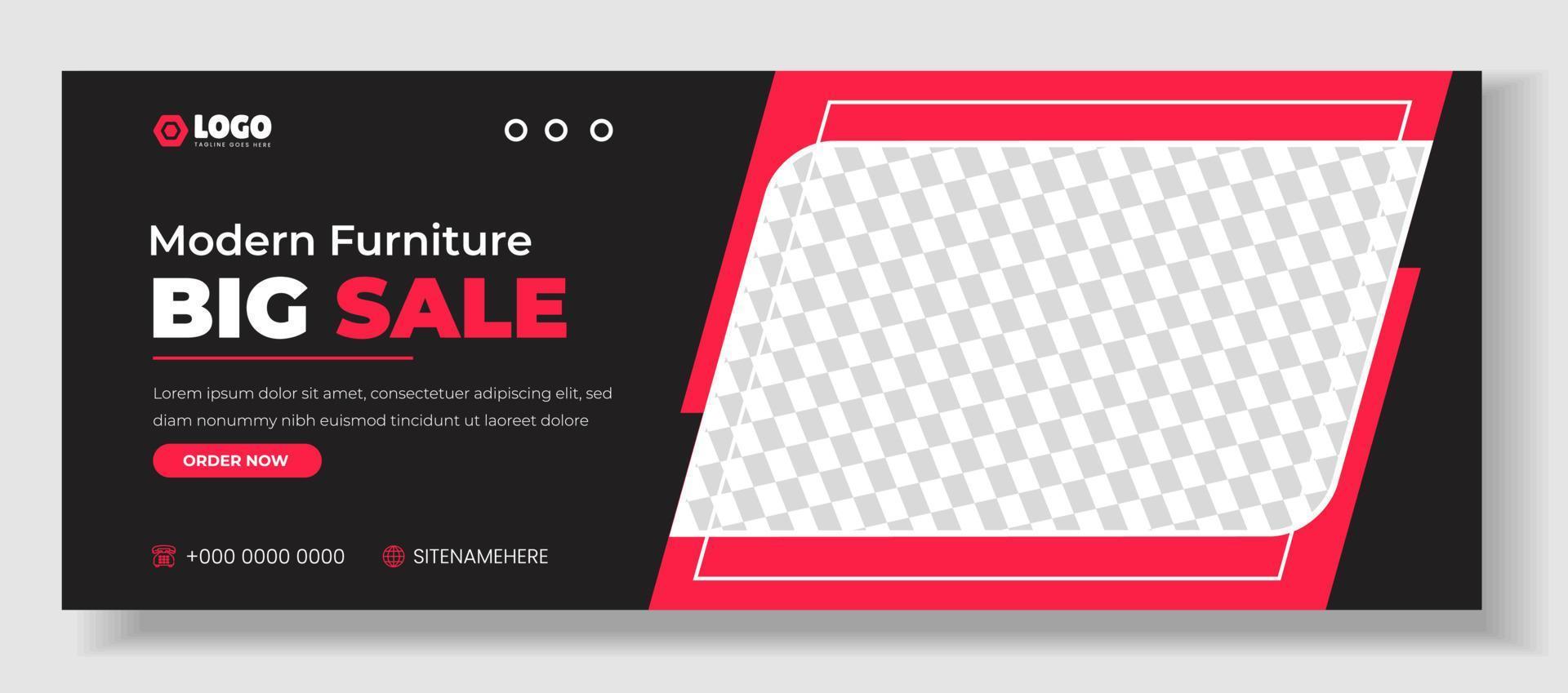 Modern Furniture promotion Social Media Cover photo Template Design . big sale furniture web banner. furniture web banner design layout. web banner. big sale furniture  social media cover design. vector