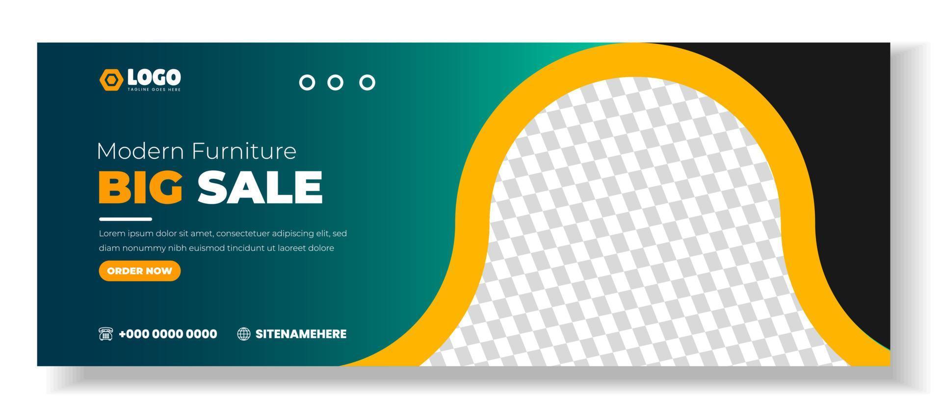 Modern Furniture promotion Social Media Cover photo Template Design . big sale furniture web banner. furniture web banner design layout. web banner. big sale furniture  social media cover design. vector