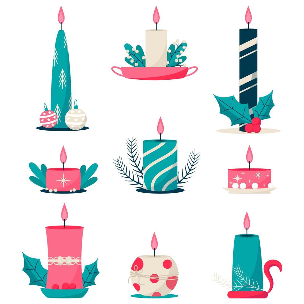 vector set of christmas candles