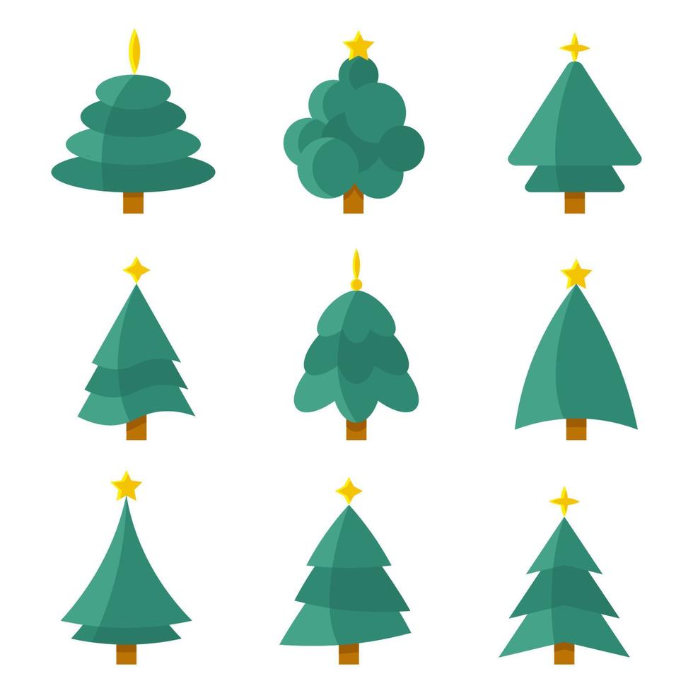 vector, conjunto, de, árboles de navidad vector