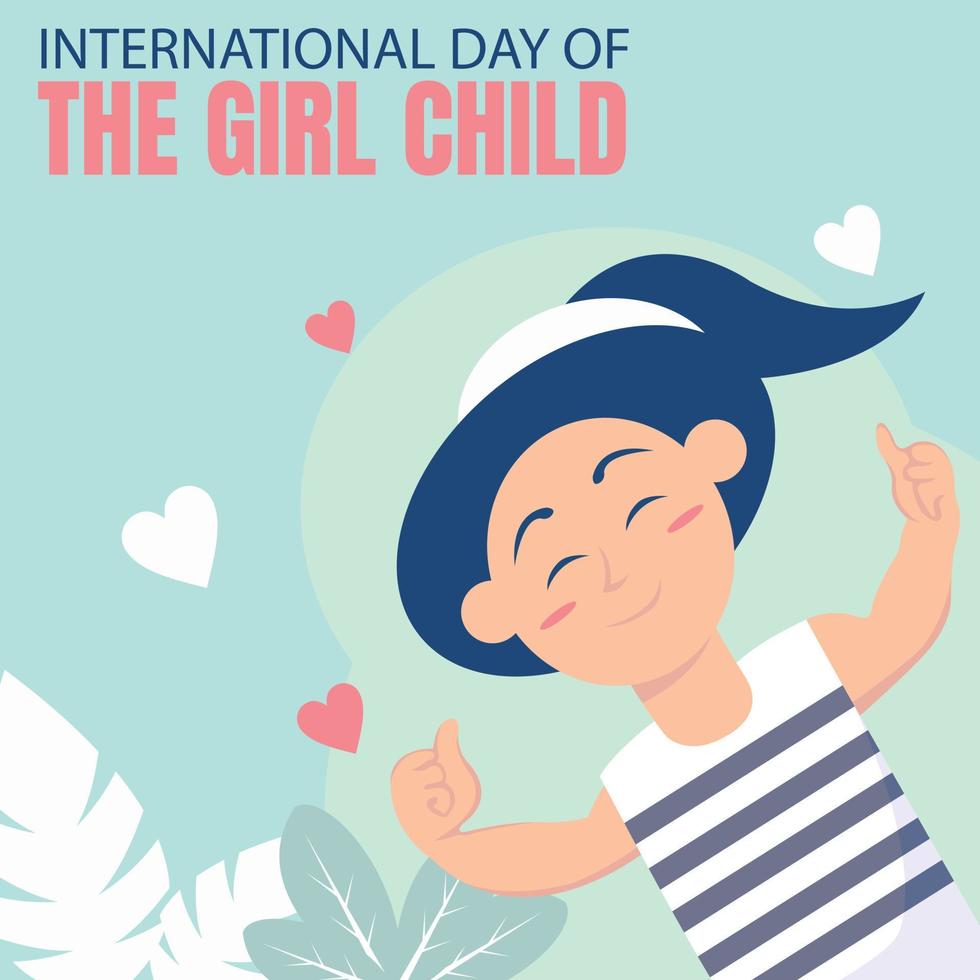 ilustración gráfica vectorial de una niña sonriendo alegremente, mostrando un ícono del corazón, perfecto para el día internacional, niña, celebración, tarjeta de saludo, etc. vector