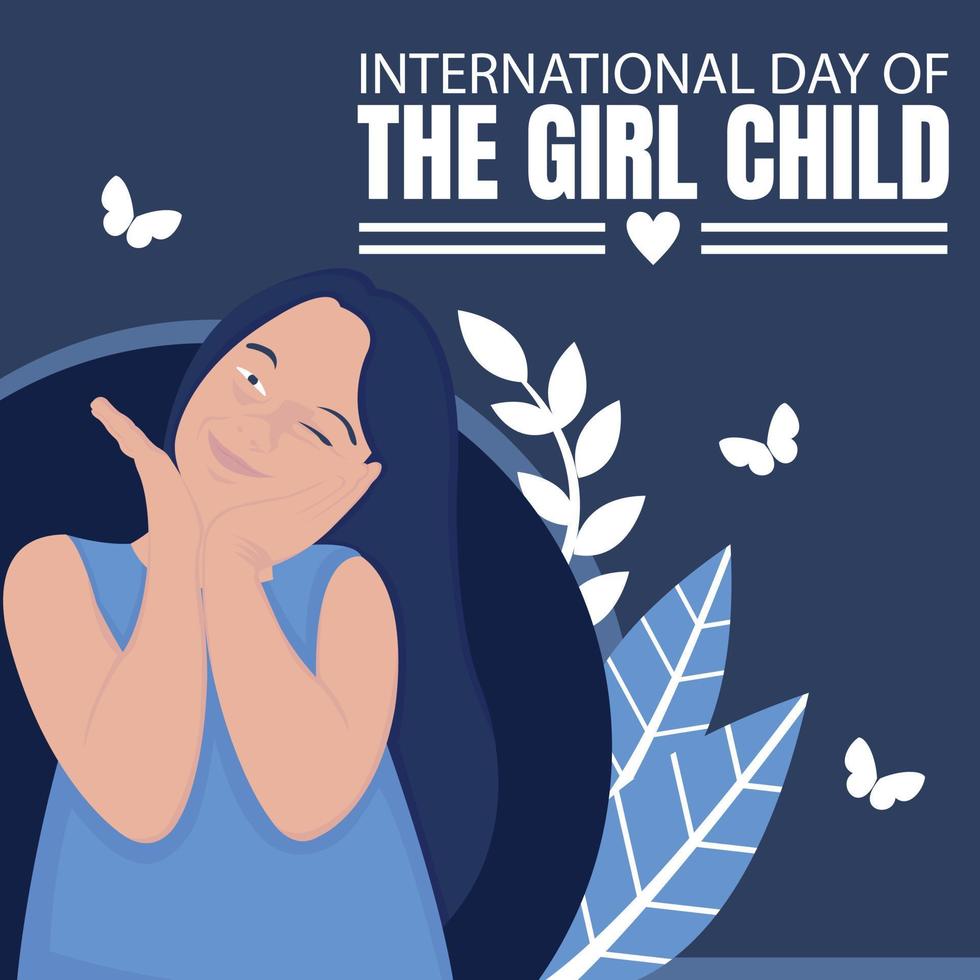 illustration vector graphic of a little girl smiles while holding her cheeks, perfect for international day, girl child, celebrate, greeting card, etc.