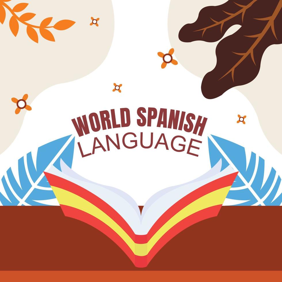 el gráfico vectorial ilustrativo de un libro con portada española está abierto sobre la mesa, perfecto para el día internacional, el idioma español mundial, celebrar, tarjeta de felicitación, etc. vector