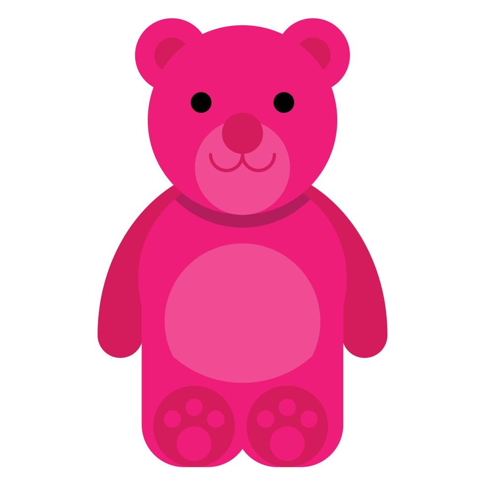 oso de peluche de color rosa. vector