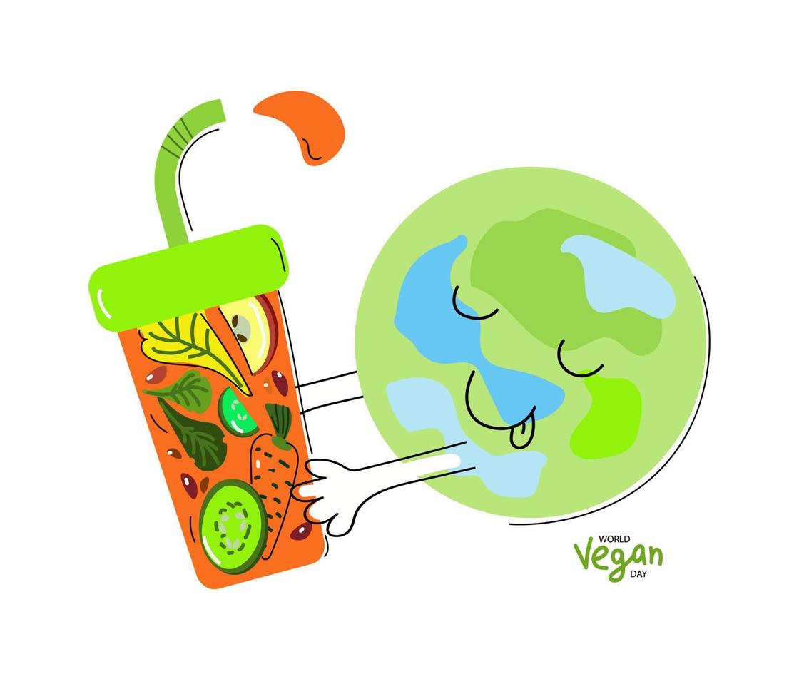 Vector banner of World Vegetarian Day.healthy food concert