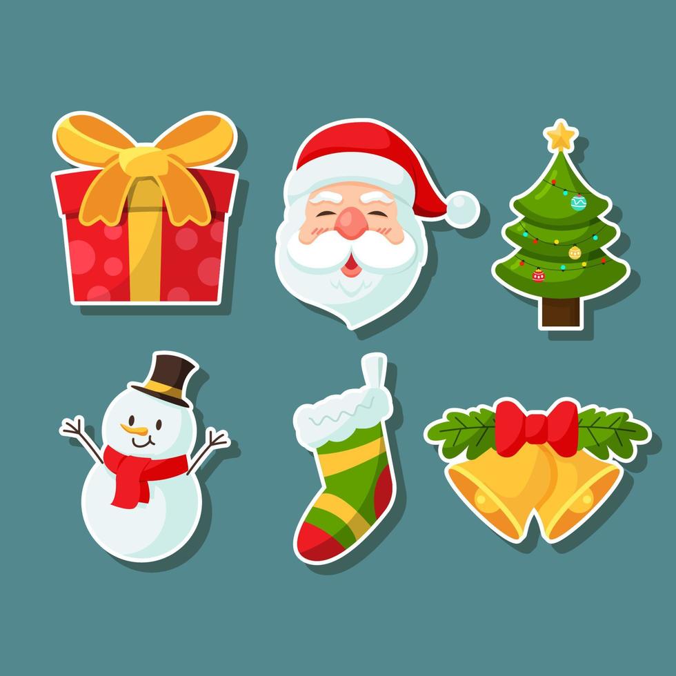 Colorful Christmas Sticker Set vector