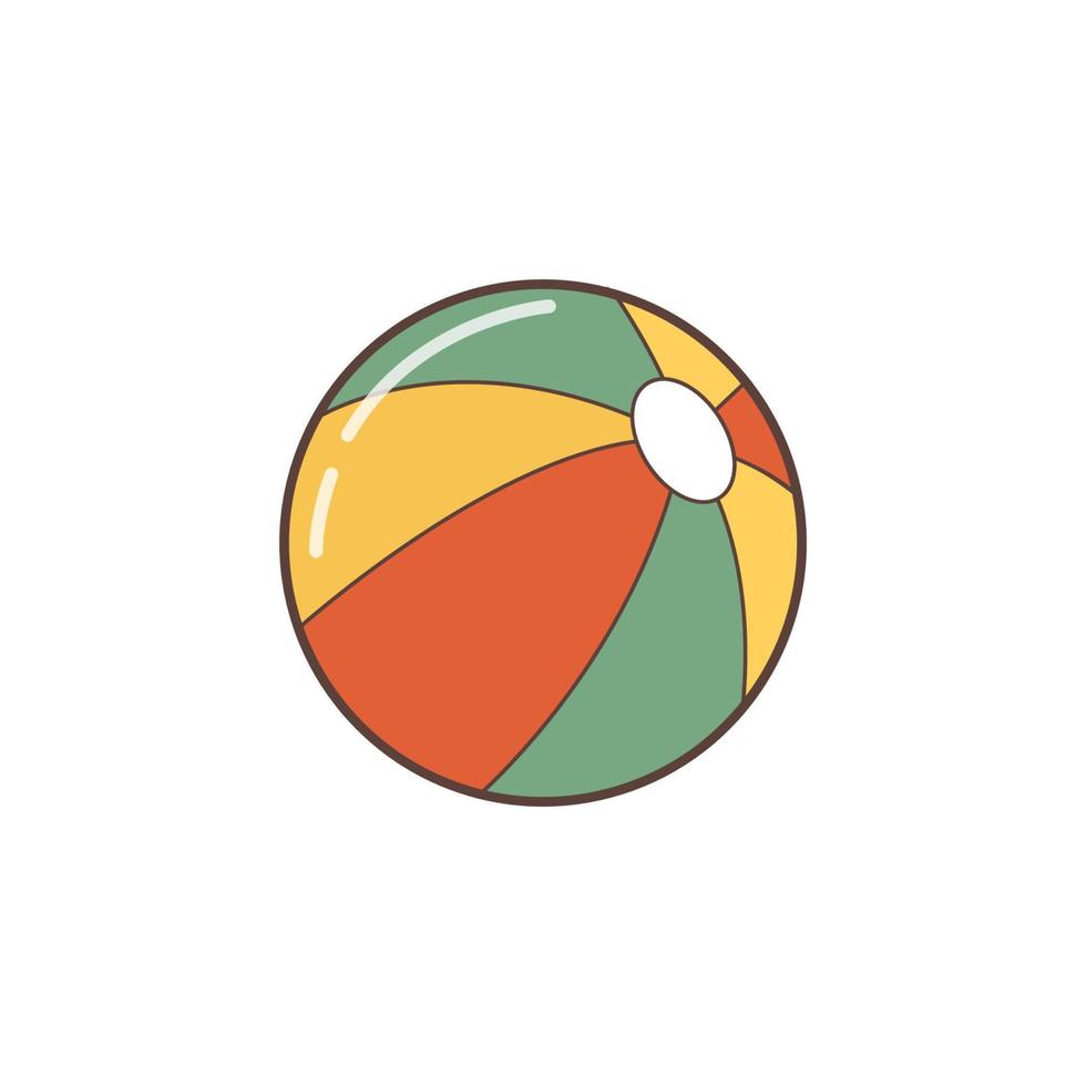 pelota de playa en estilo retro. ilustración vectorial plana. vector