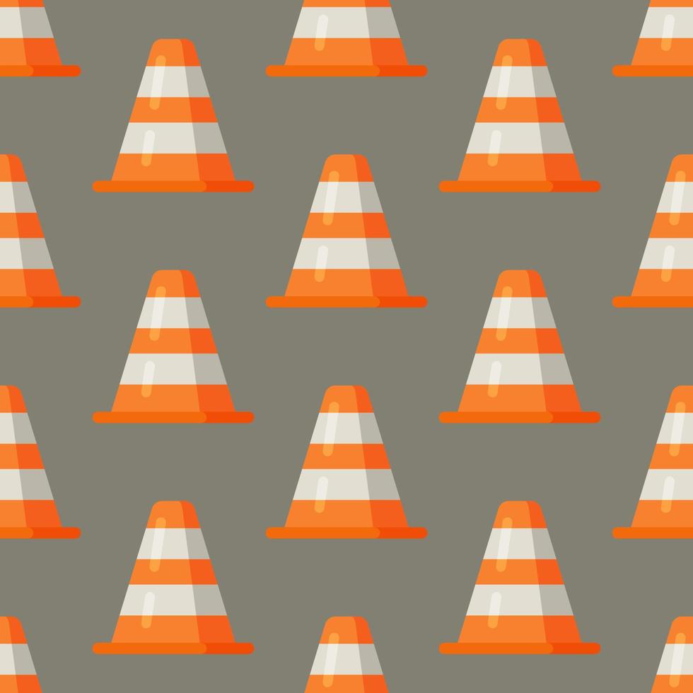 Seamless drawing of traffic cones. Repetitive vector illustration on