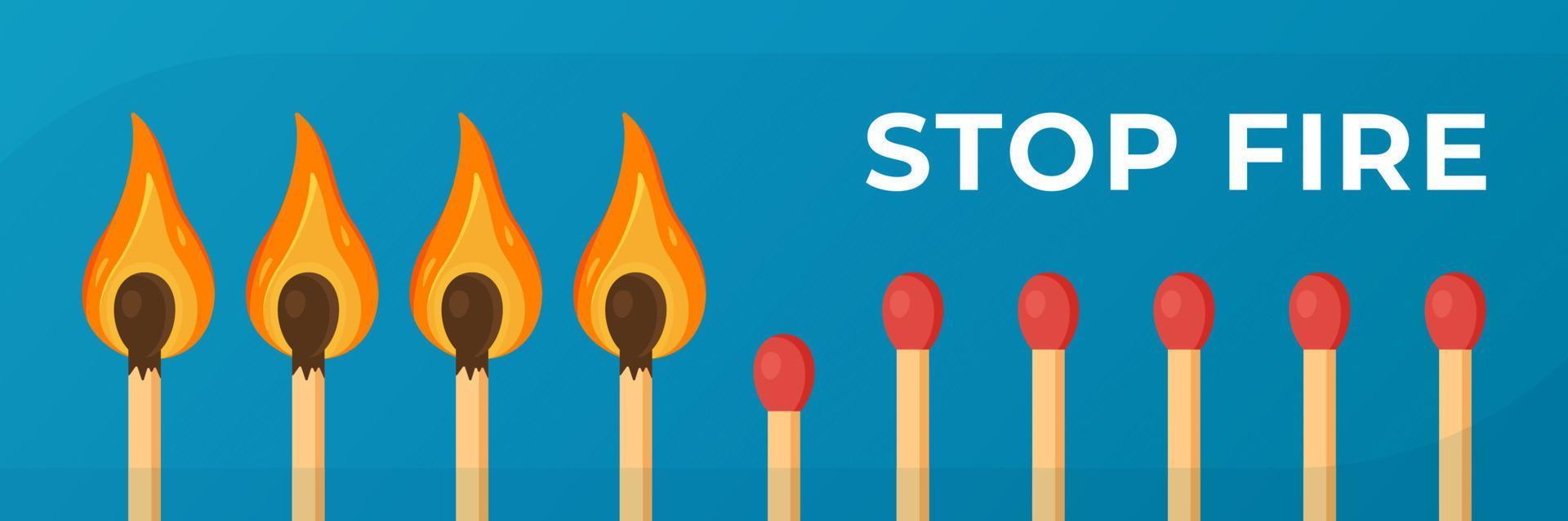 Vector illustration of stop fire. Attention, stop fire do not make fire or fire zone flame, Not allowed.