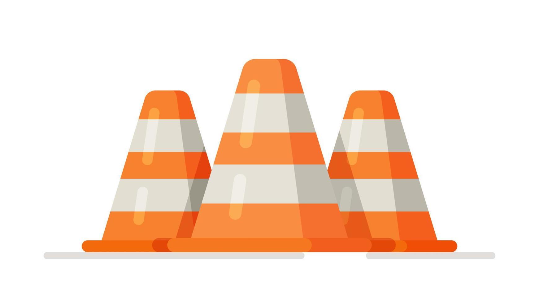 Vector illustration of traffic cones. Traffic cone, traffic cone isolated, traffic cone vector, orange traffic cones.