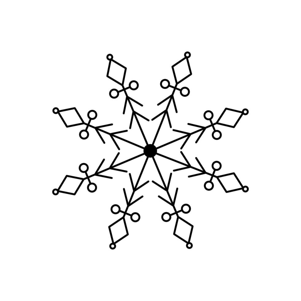 Snowflake Christmas simple doodle linear hand drawn vector illustration, winter holidays New Year elements for seasons greetings cards, invitations, banner, poster, stickers