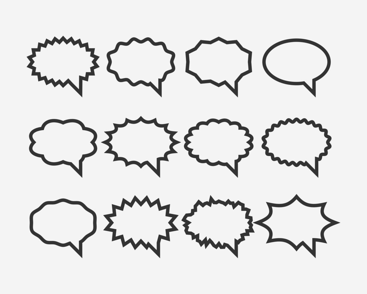 Set talk bubbles speech vector. Blank empty bubble icon design elements. Chat on line symbol template. Collection dialogue balloon stickers silhouette. vector