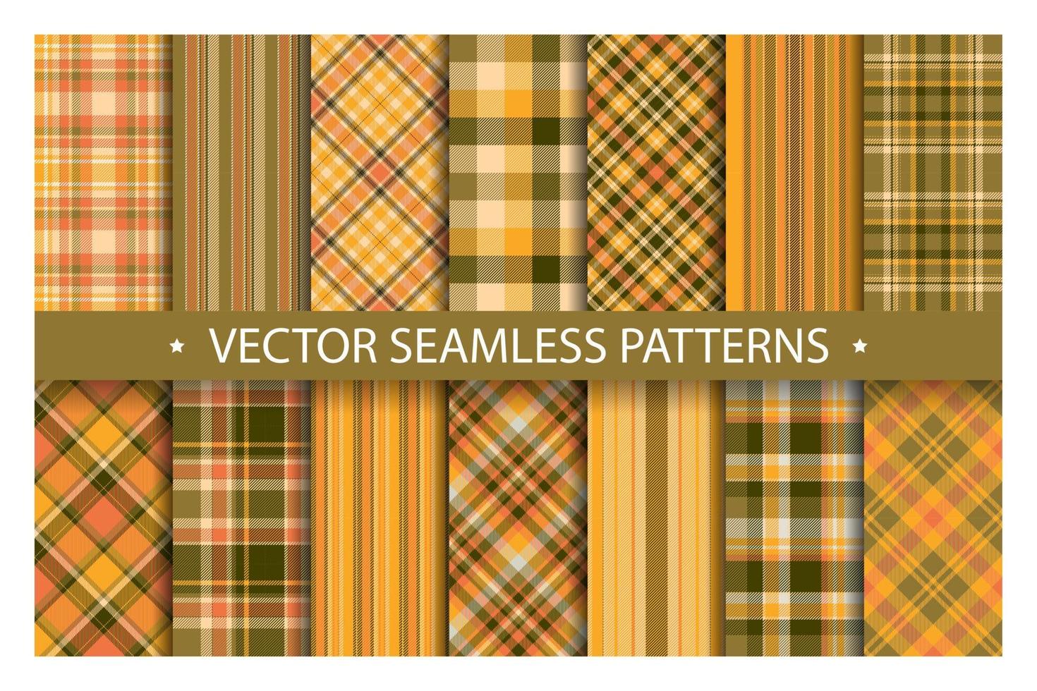 Set plaid pattern seamless. Tartan patterns fabric texture. Checkered geometric vector background. Scottish stripe blanket backdrop